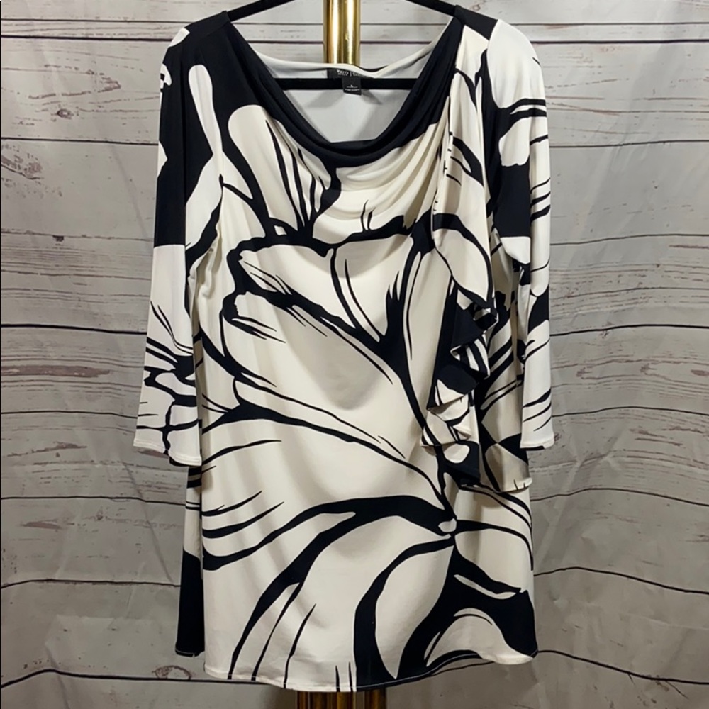 WHBM Tunic Cowl Neck, 3/4 Sleeves w/Ruffle Draping